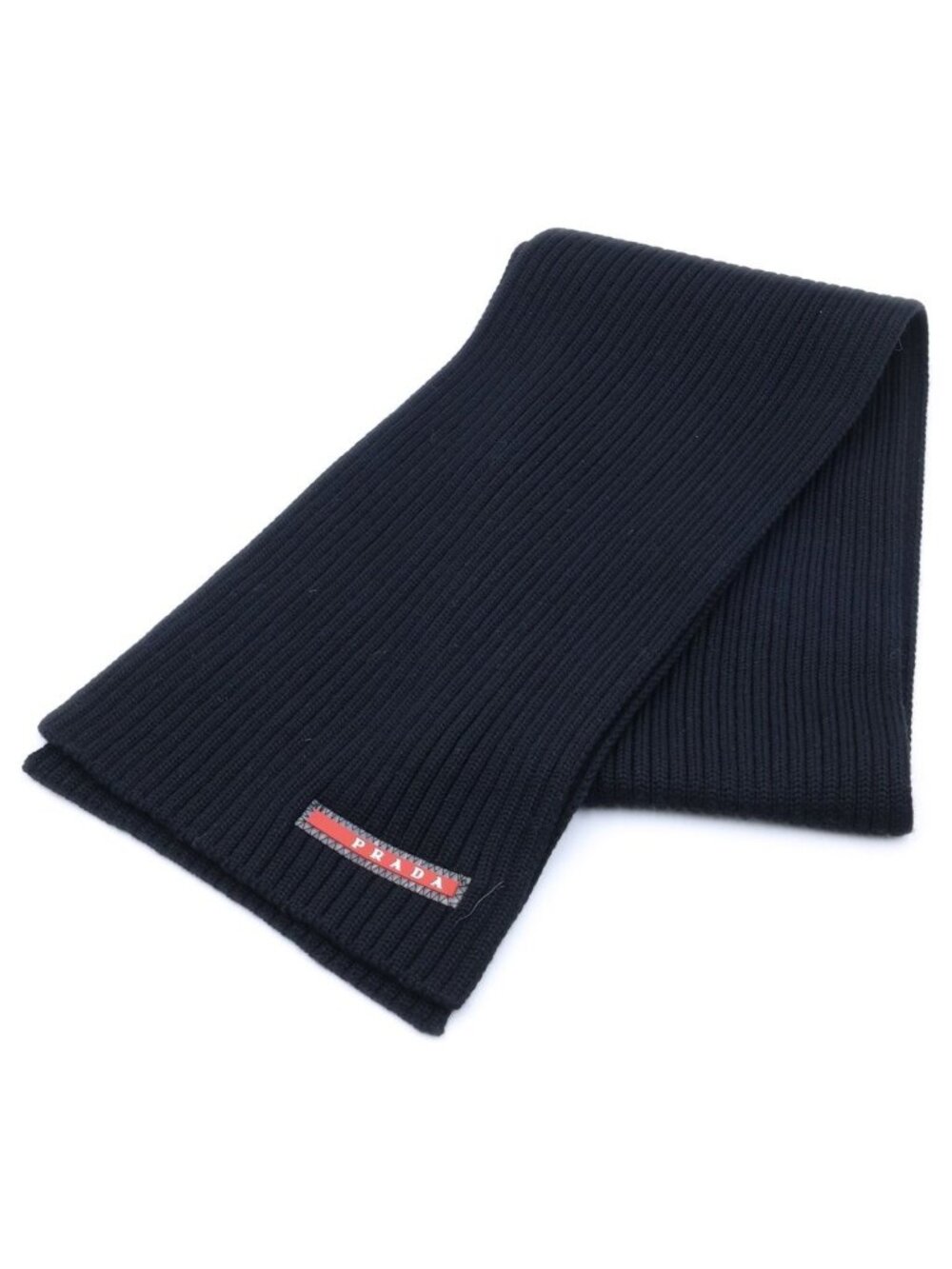 Prada Sport Rubber Wool Scarf Black